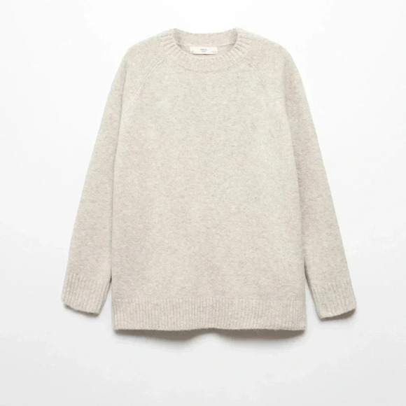 Mango Oversized Crew Neck Sweater in Cream NWT - Picture 4 of 9